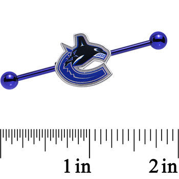 Licensed NHL Blue Anodized Vancouver Canucks Industrial Barbell 38mm