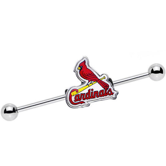 14G Licensed MLB Steel St Louis Cardinals Industrial Barbell 38mm