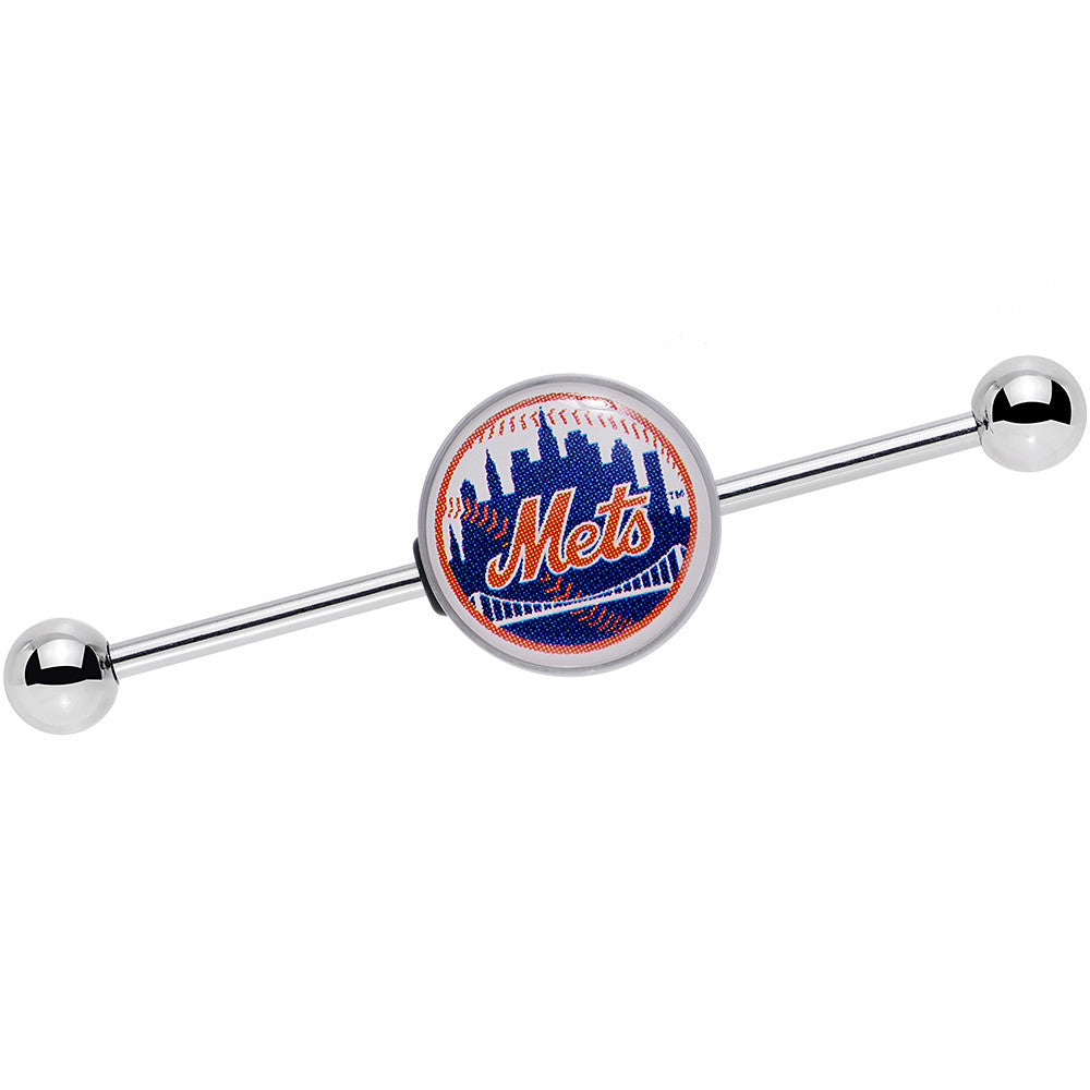 14G Officially Licensed MLB New York Mets Industrial Barbell 38mm
