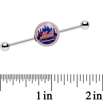 14G Officially Licensed MLB New York Mets Industrial Barbell 38mm