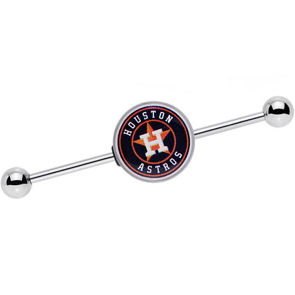 14G Licensed MLB Houston Astros Industrial Barbell 38mm