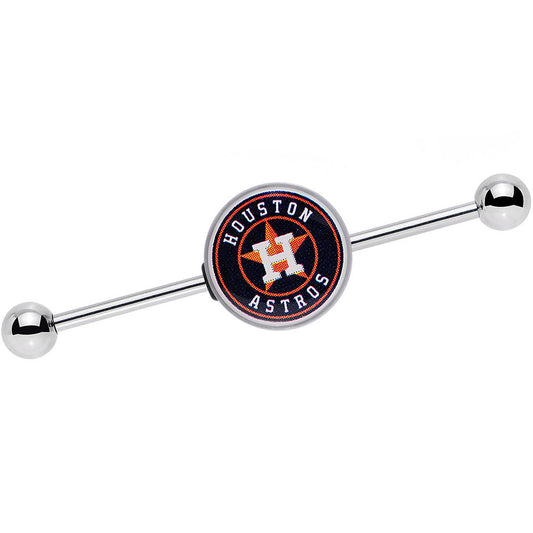 14G Licensed MLB Houston Astros Industrial Barbell 38mm