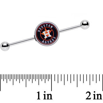 14G Licensed MLB Houston Astros Industrial Barbell 38mm