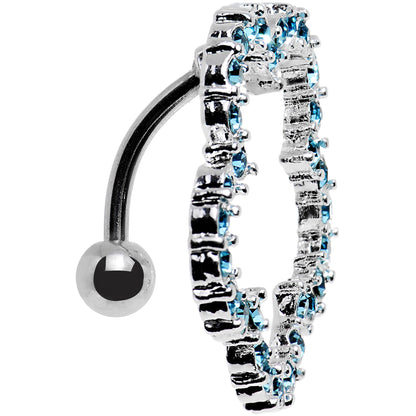 Aqua Gem Stainless Steel Cutout Zinnia Flower Top Mount Belly Ring