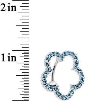 Aqua Gem Stainless Steel Cutout Zinnia Flower Top Mount Belly Ring