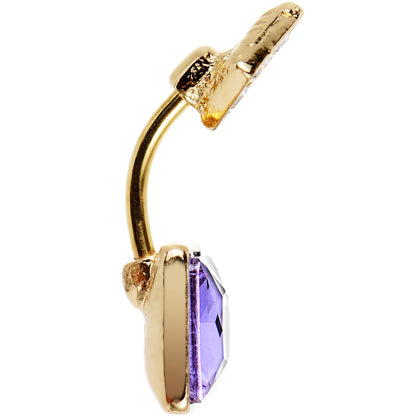 Clear Gem Gold Anodized Lovely Large Purple Square Cut Gem Belly Ring