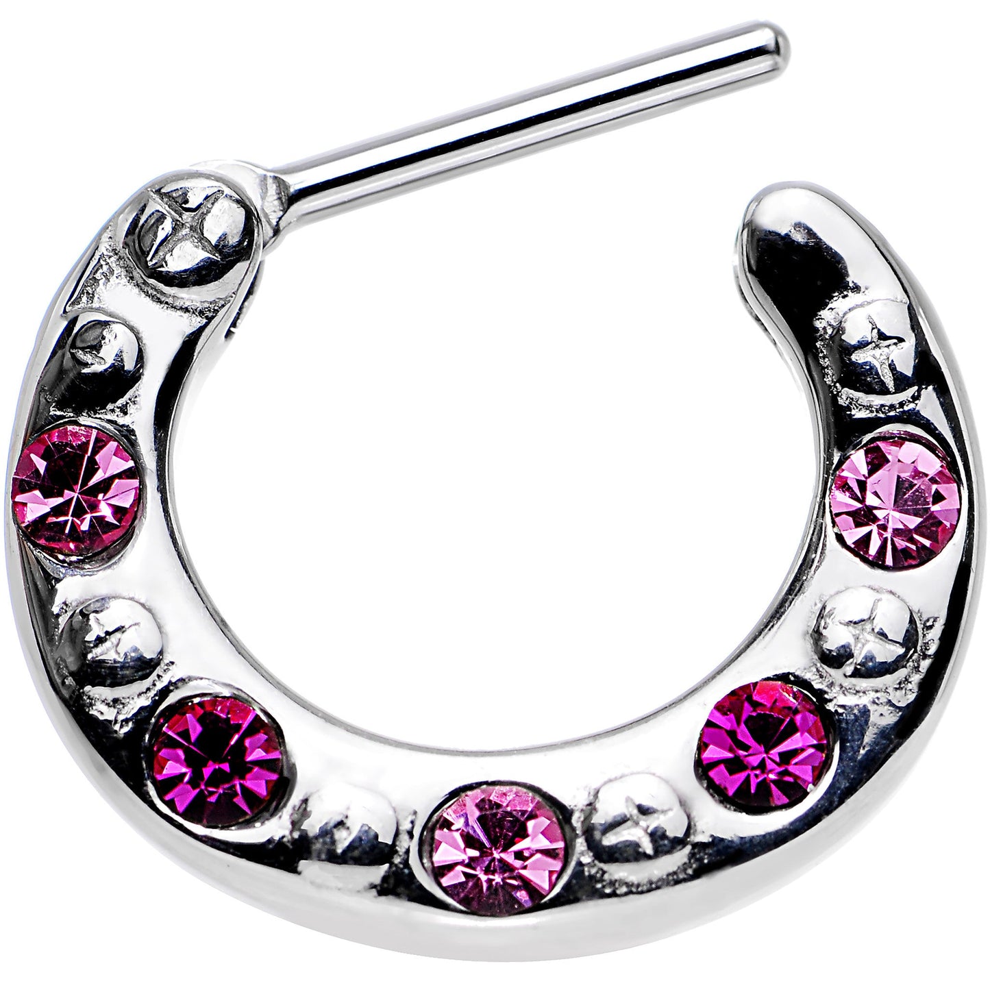 16G 5/16 Pink and Dark Pink Gem Septum Clicker
