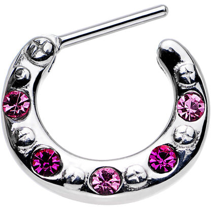 16G 5/16 Pink and Dark Pink Gem Septum Clicker