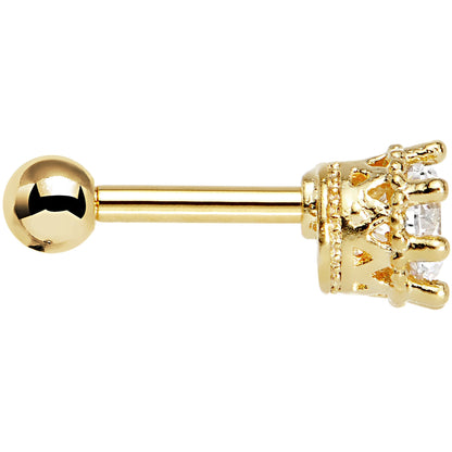 14k Gold Plated Clear CZ Classic Prong Tragus Cartilage Earring 1/4