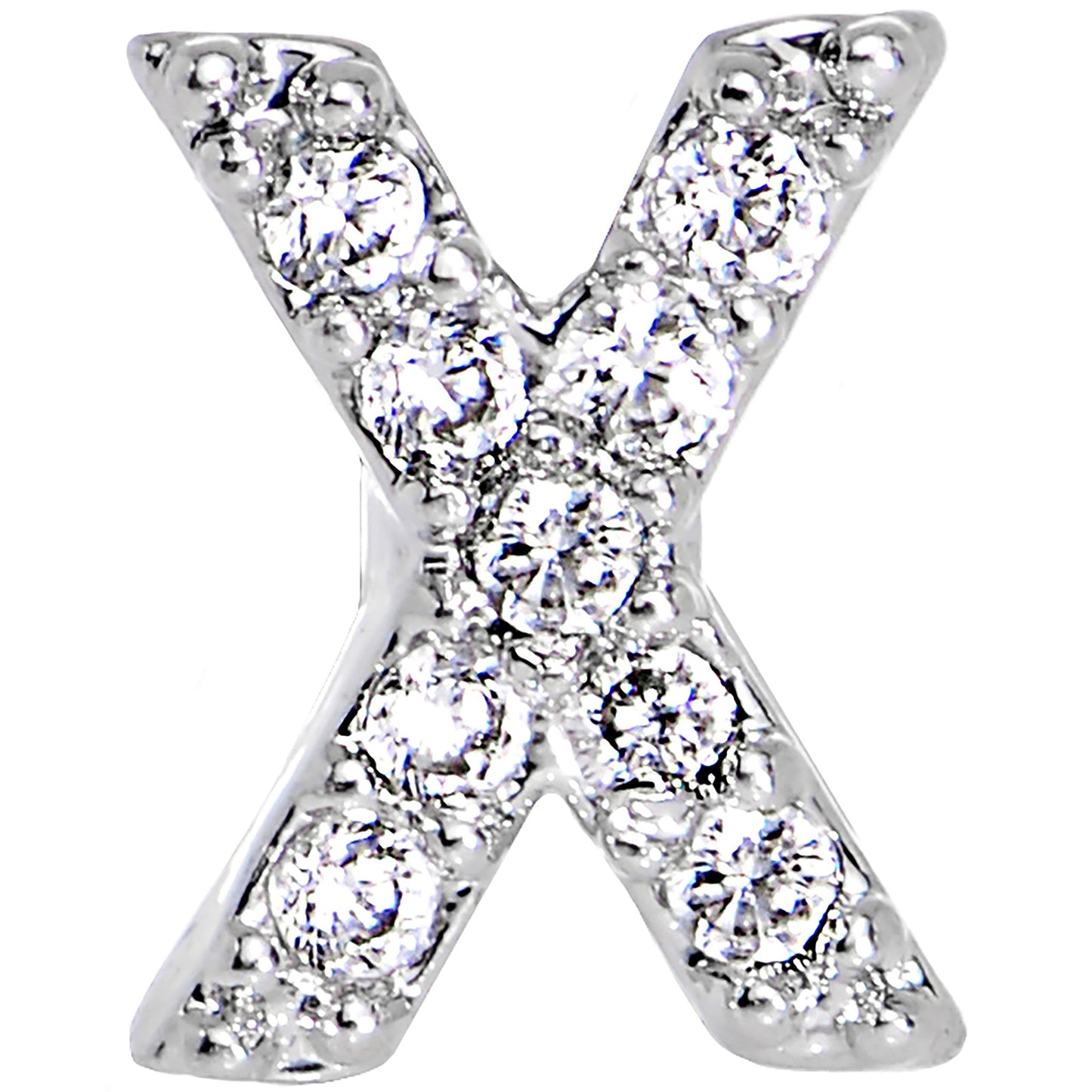 16G Clear CZ Gem Paved Initial X Tragus Cartilage Earring 1/4