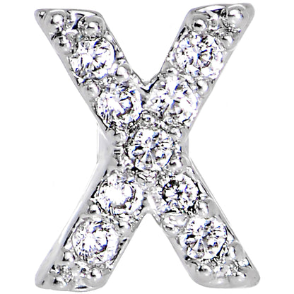 16G Clear CZ Gem Paved Initial X Tragus Cartilage Earring 1/4