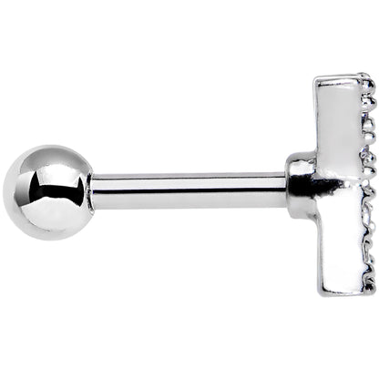 16G Clear CZ Gem Paved Initial X Tragus Cartilage Earring 1/4