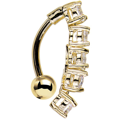 Clear Cubic Zirconia Plated Cinco Top Mount Belly Ring