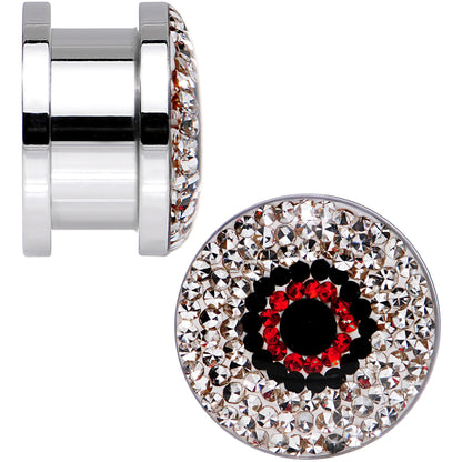9/16 Clear Red Black Gem Look Me in the Eye Screw Fit Plug Set