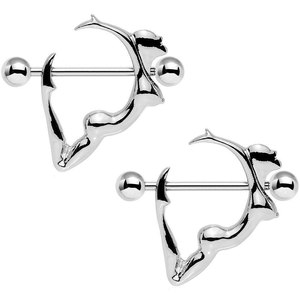 14G 13/16 Steel Silhouette Lovely Lady Barbell Nipple Shield Set