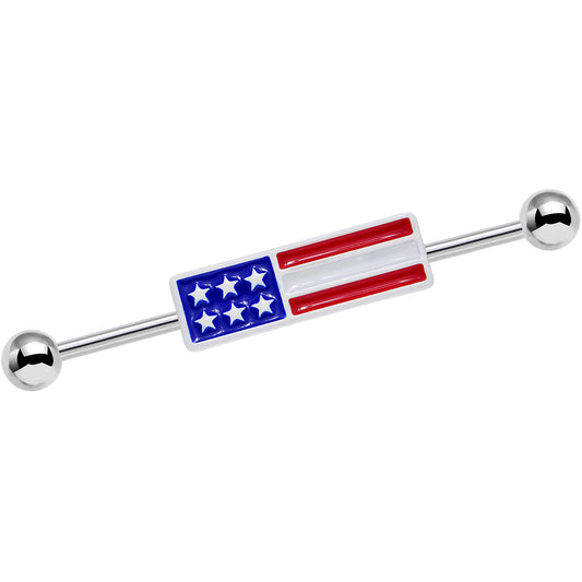 14G USA All Day American Flag Industrial Barbell 38mm