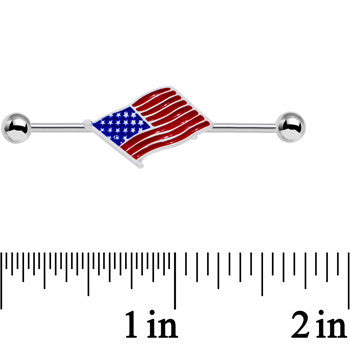 14G USA Old Glory American Flag Industrial Barbell 38mm