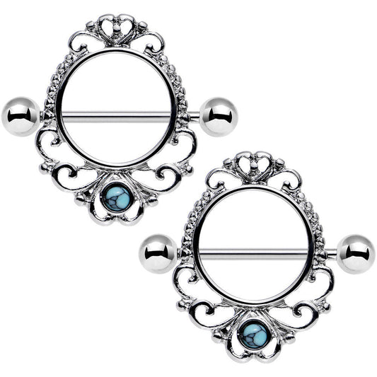 14G 3/4 Faux Turquoise Decadent Dalliance Nipple Shield Set