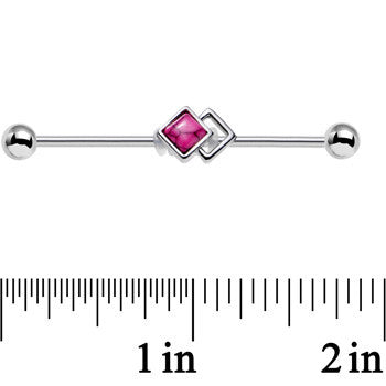 14G Pink Faux Turquoise Art Deco Industrial Barbell 38mm