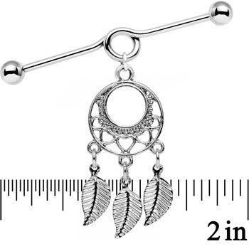 14G Natural Love Dreamcatcher Dangle Industrial Barbell 39mm
