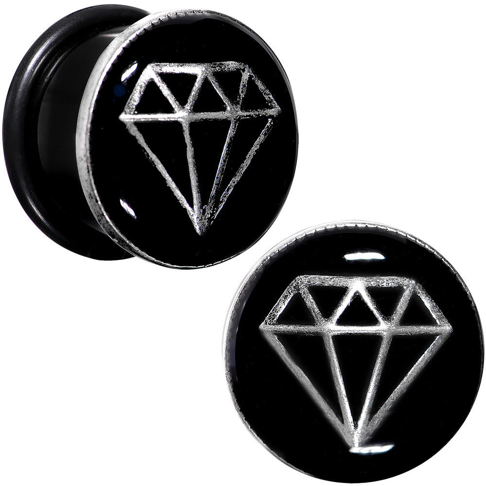 5/8 Black PVD Show Me Shapes Rhombus Single Flare Plug Set