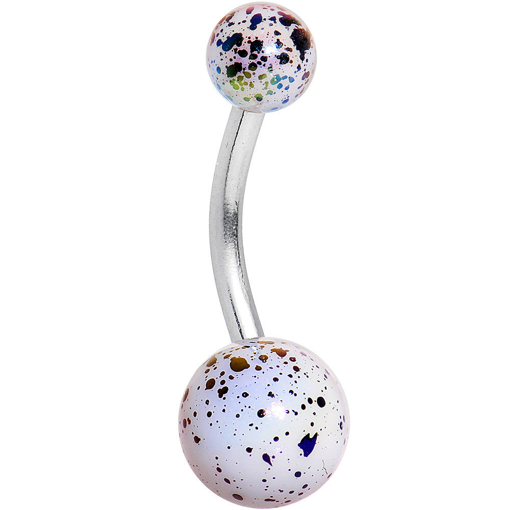 White Acrylic Big Bottom Ball Color Splash Basic Belly Ring