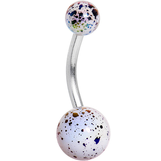 White Acrylic Big Bottom Ball Color Splash Basic Belly Ring