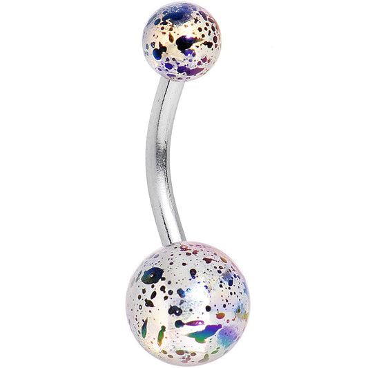 Clear Acrylic Big Bottom Ball Color Splash Basic Belly Ring