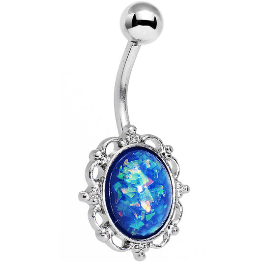 Blue Faux Opal Who Could Be So Fair Frame Belly Ring