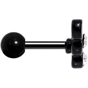 16G 1/4 Clear Gem Black Steel Swirly Butterfly Cartilage Earring