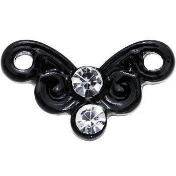 16G 1/4 Clear Gem Black Steel Swirly Butterfly Cartilage Earring