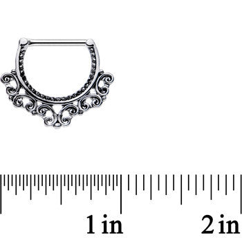 14G 1/2 Steel Tribal Heart Filigree Nipple Clicker Set