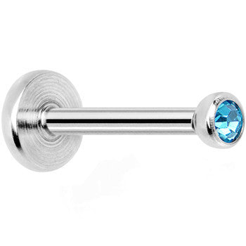 18G 5/16 Aqua 2mm CZ Internally Threaded Labret Monroe Tragus