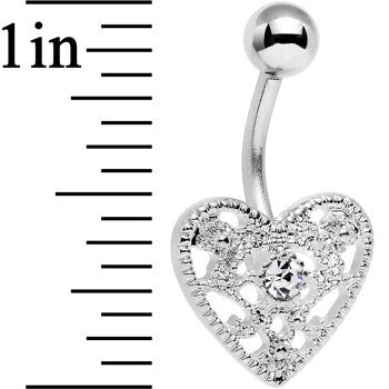 Clear Gem Heavy Heart Belly Ring