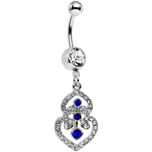 Clear Blue Gem Fancy Delilah Dangle Belly Ring