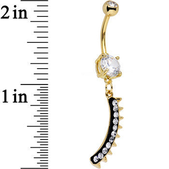 Clear Gem Gold Anodized Euclidian Strip Dangle Belly Ring