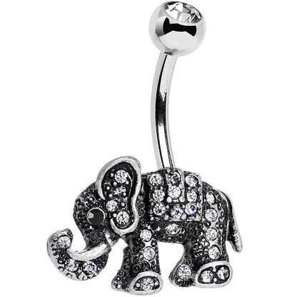 Clear Gem Lucky Little Elephant Belly Ring