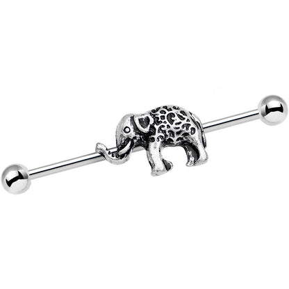 14G Stainless Steel Wise as an Elephant Industrial Barbell 38mm