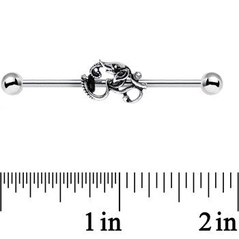 14G Clear Gem Steel Aesthetic Elephant Industrial Barbell 38mm