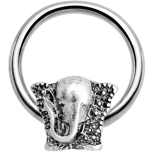 16G 3/8 Stainless Steel Pebbled Elephant BCR Closure Ring