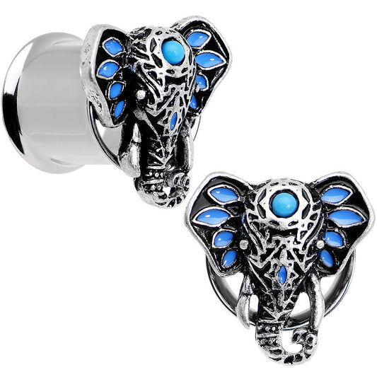 00G Faux Turquoise Bound for Bali Elephant Tunnel Plug Set