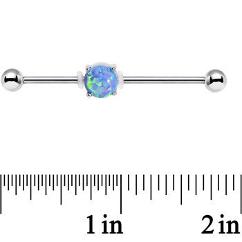 14G Blue Faux Opal Opulence Industrial Barbell 38mm