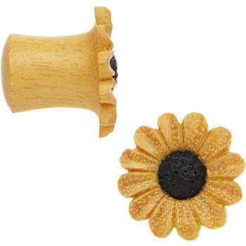 00G Organic Blonde Wood Fresh SunFlower Saddle Plug Set