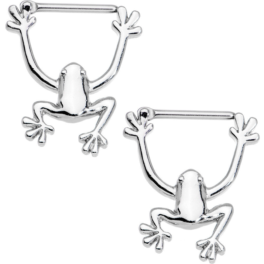 14G 1/2 Stainless Steel Hang with Me Frog Nipple Clicker Set