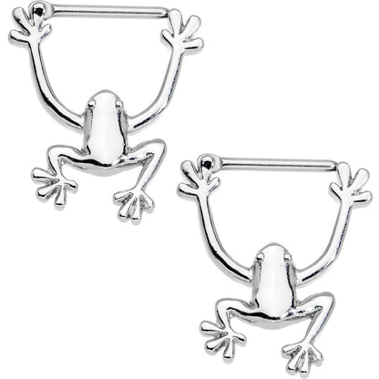 14G 1/2 Stainless Steel Hang with Me Frog Nipple Clicker Set