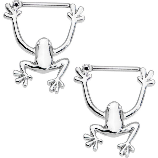 14G 1/2 Stainless Steel Hang with Me Frog Nipple Clicker Set