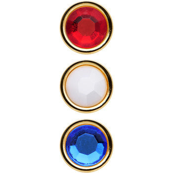 Gold Anodized Red White Blue Tragus Cartilage Earring Set of 3