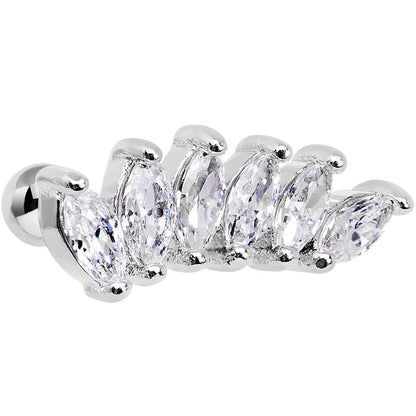 18G 1/4 Clear Cubic Zirconia Elegant Crown Cartilage Earring