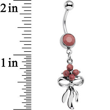 Rose Flower Faux Turquoise Southwestern Bundle and Bow Dangle Belly Ring