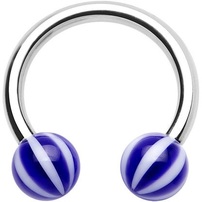 14G 7/16 Indigo Blue White Acrylic Horseshoe Circular Barbell